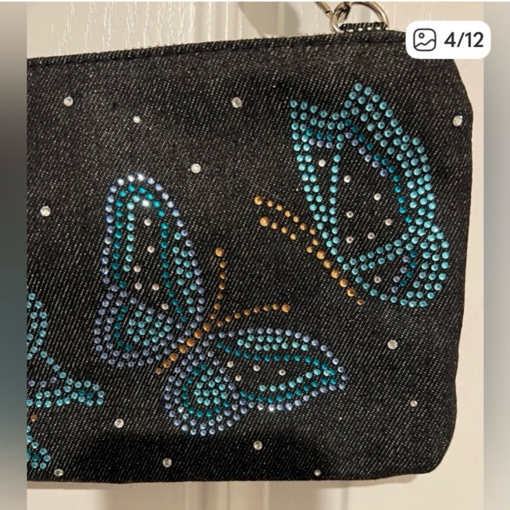 Brighton Sparkle Blue Denim Butterfly Crossbody Bag - Picture 3 of 7